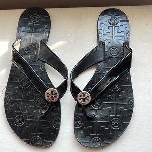 Black patent leather Tory Burch sandals